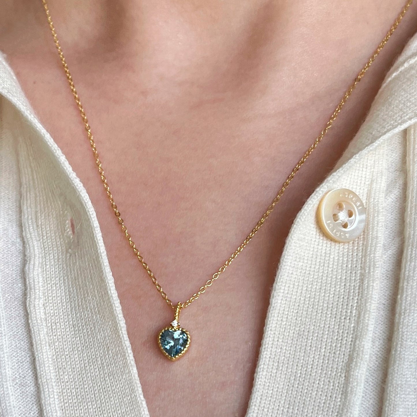 Blue Heart Charm Necklace