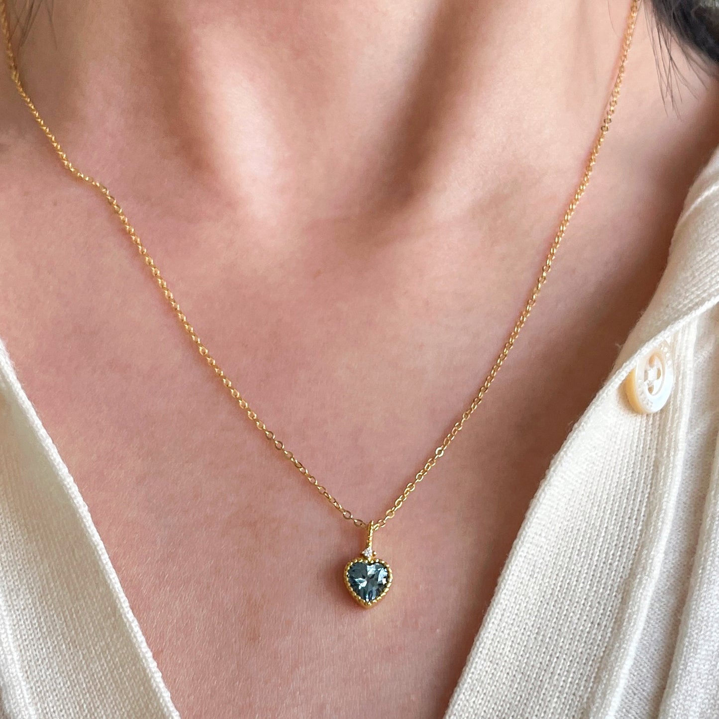 Blue Heart Charm Necklace