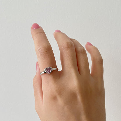 Pink Heart Open Ring