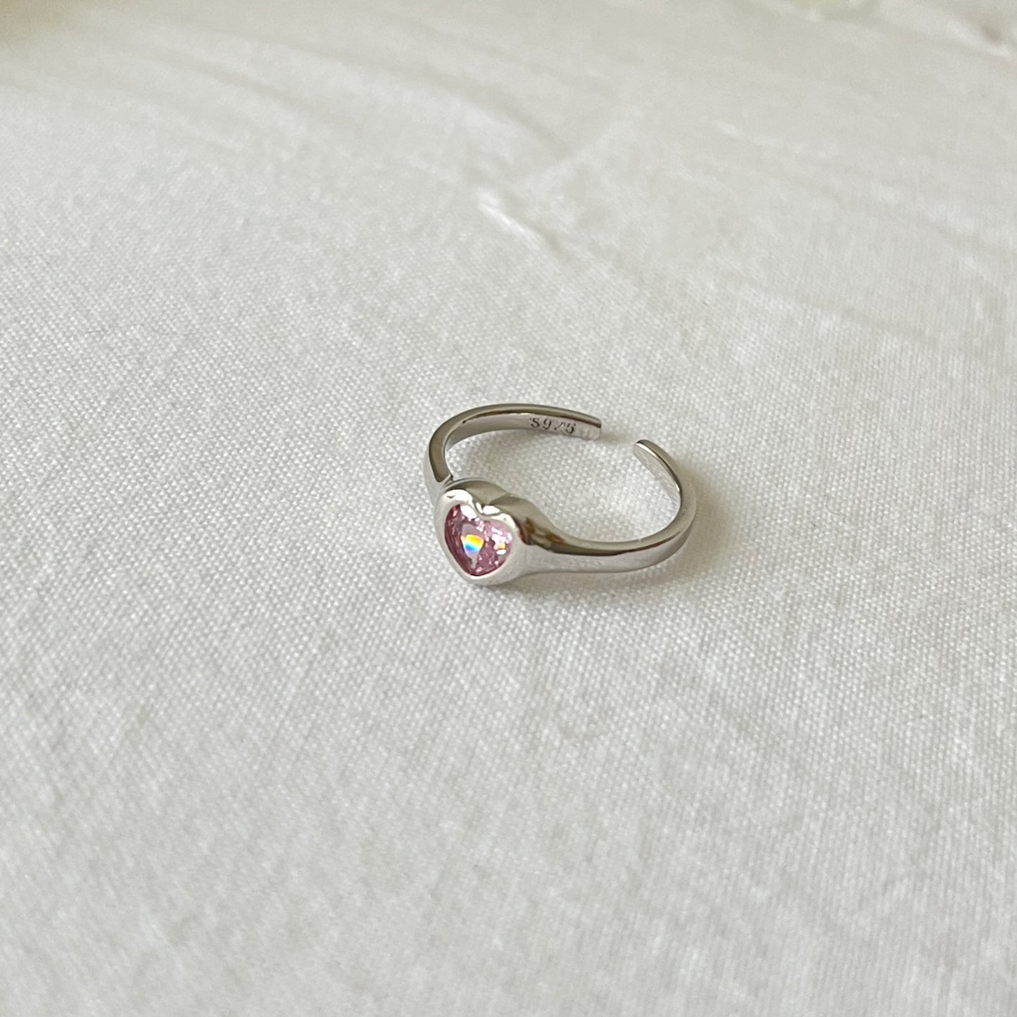 Pink Heart Open Ring