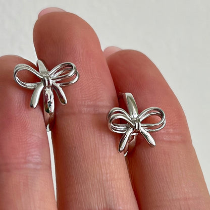 Silver Bow Hoops