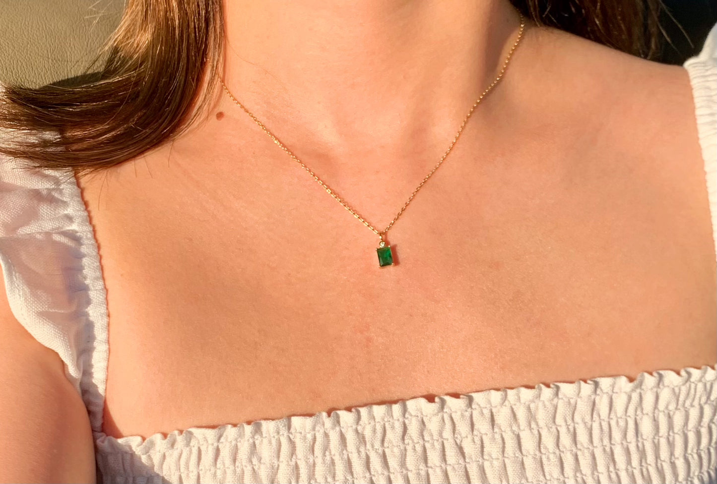 Emerald Green Gold Necklace