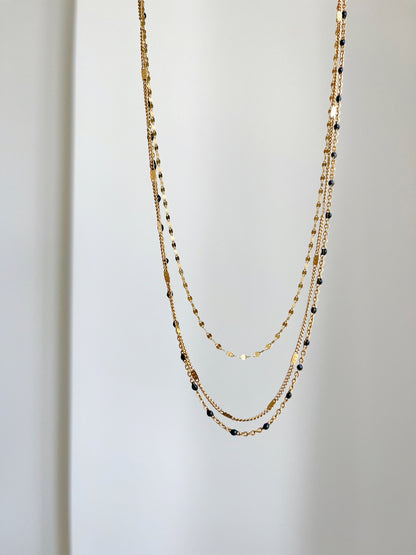 Black Beads Satellite Necklace