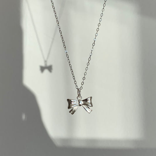 "Fairy" Silver Bow Pendant Necklace