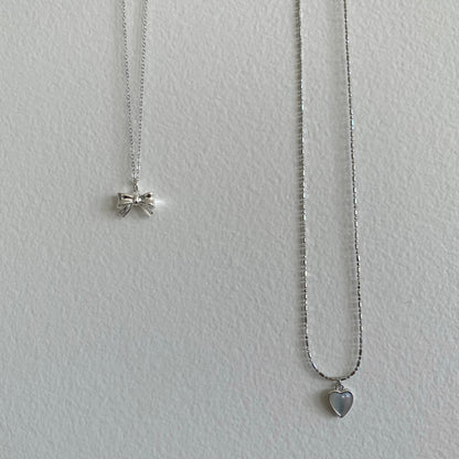 "Fairy" Silver Bow Pendant Necklace