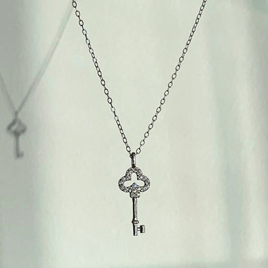 "Charlotte" Silver Key Pendant Necklace