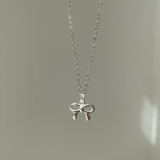 "Stella" Ribbon Bow Pendant Necklace