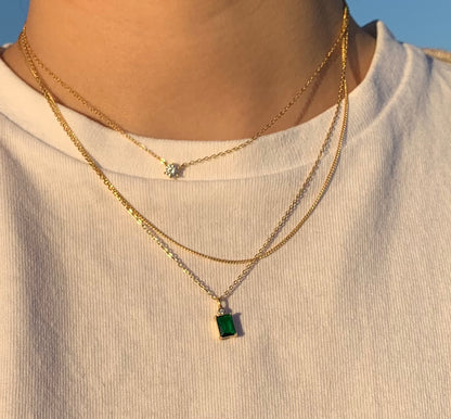 Emerald Green Gold Necklace