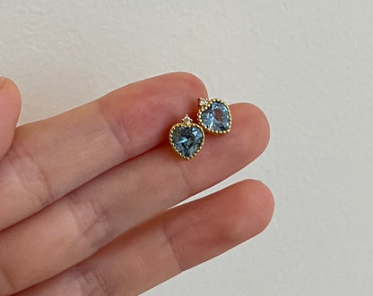 Blue Heart CZ Studs