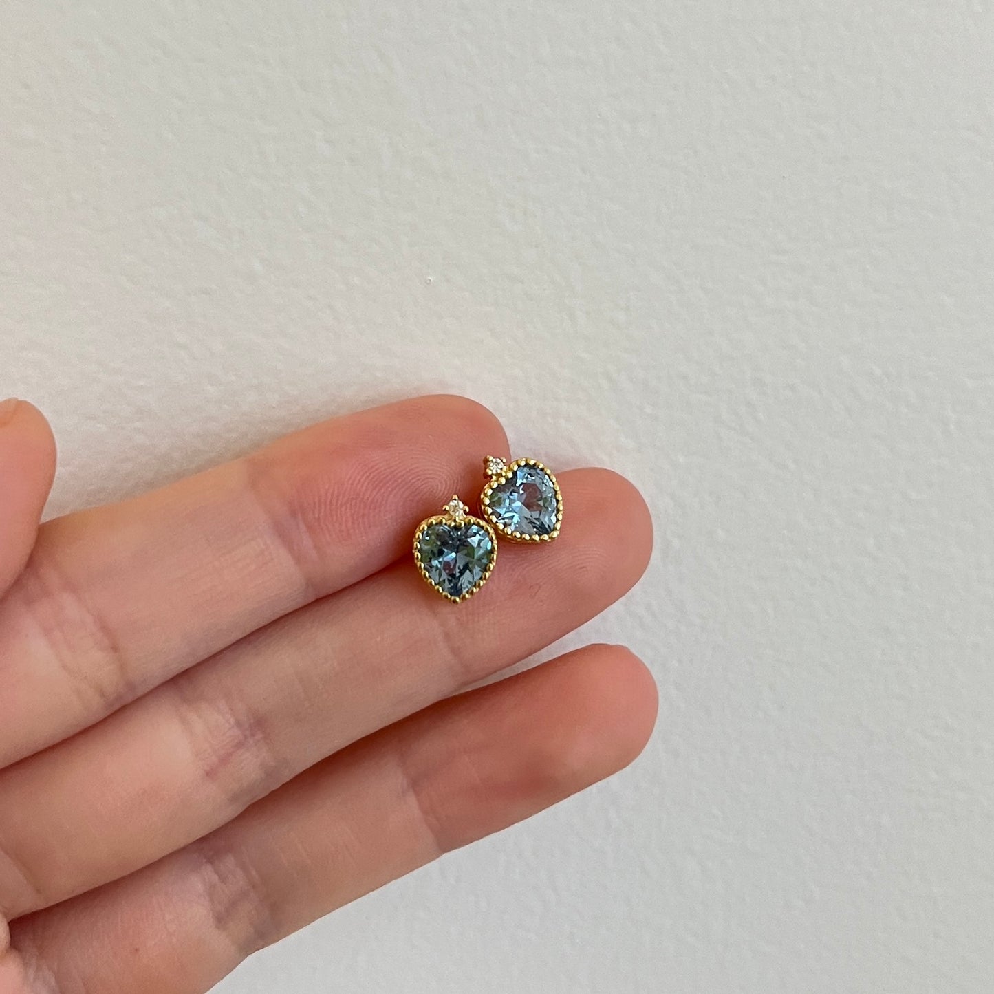 Blue Heart CZ Studs