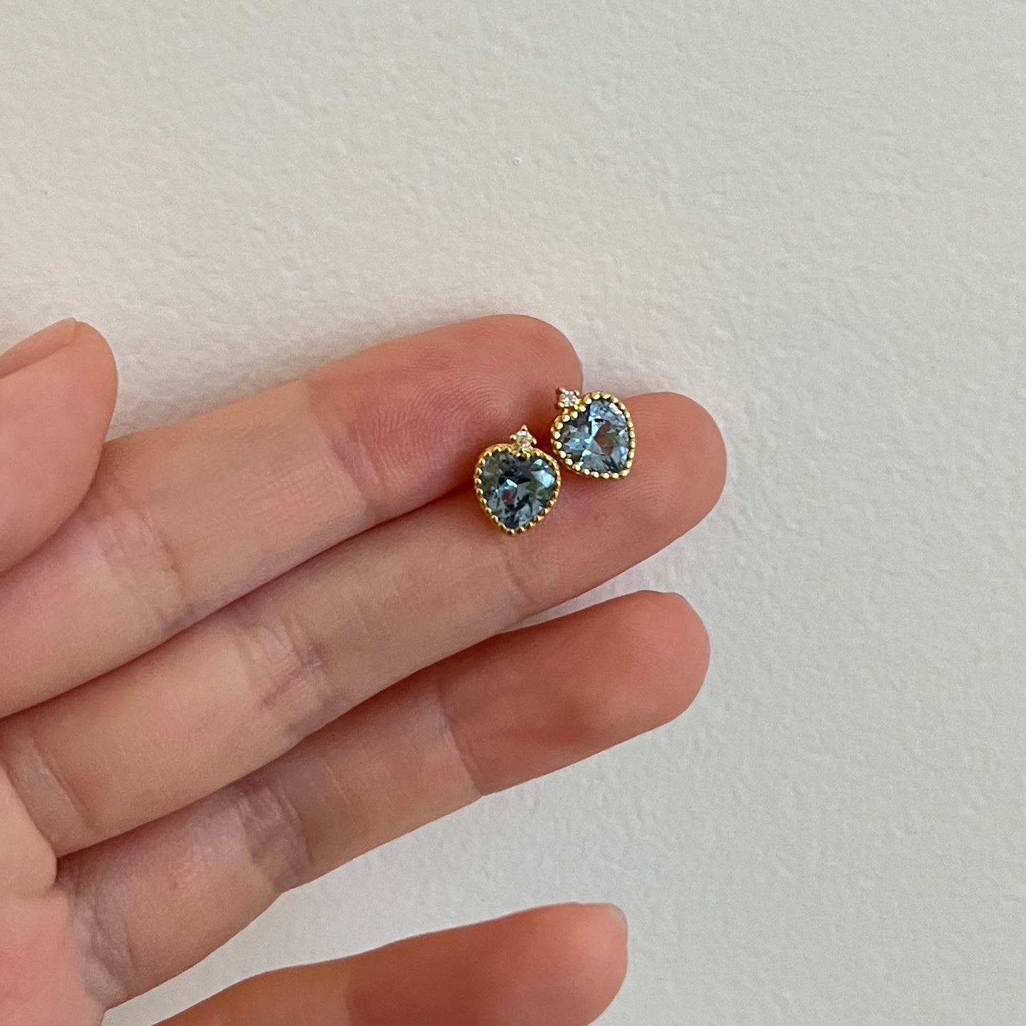 Blue Heart CZ Studs