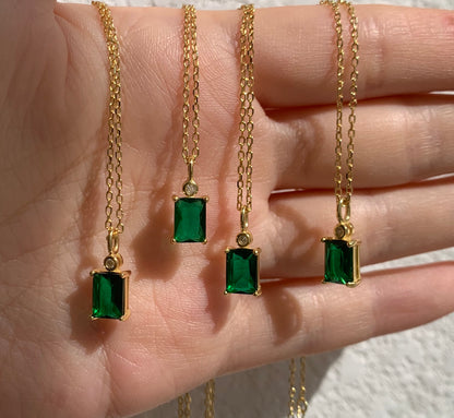 Emerald Green Gold Necklace