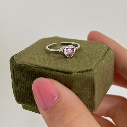 Pink Heart Open Ring