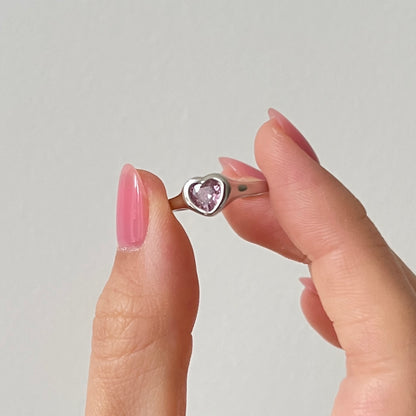 Pink Heart Open Ring