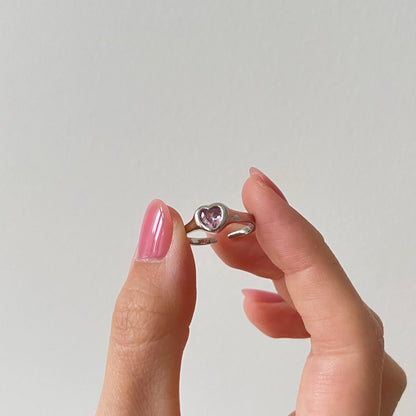 Pink Heart Open Ring