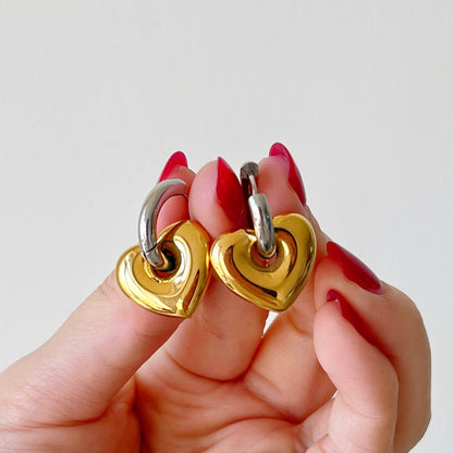 Puffy Heart Hoop Earrings