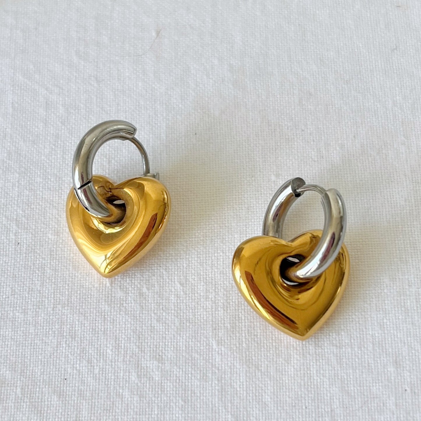 Puffy Heart Hoop Earrings