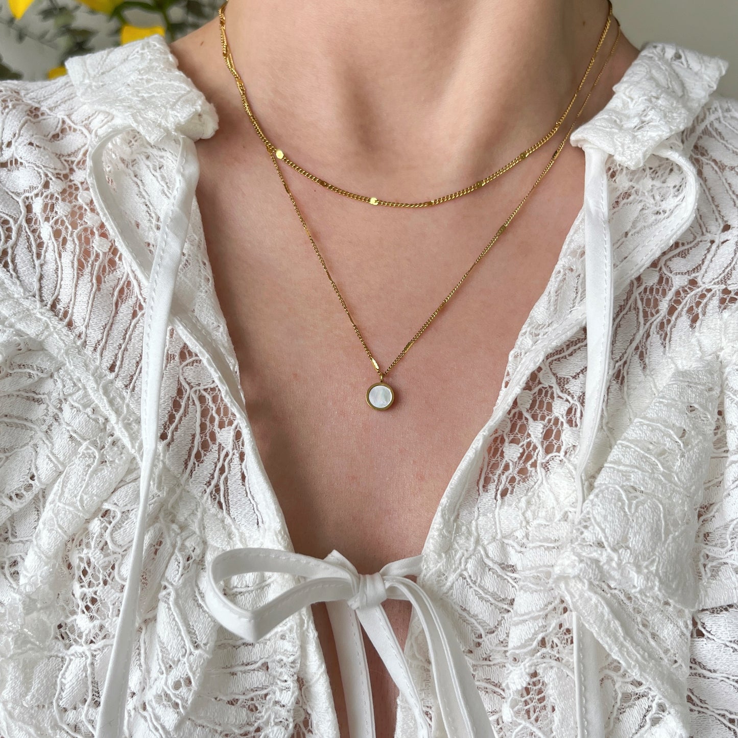 Mother of Pearl Double Strand Necklace