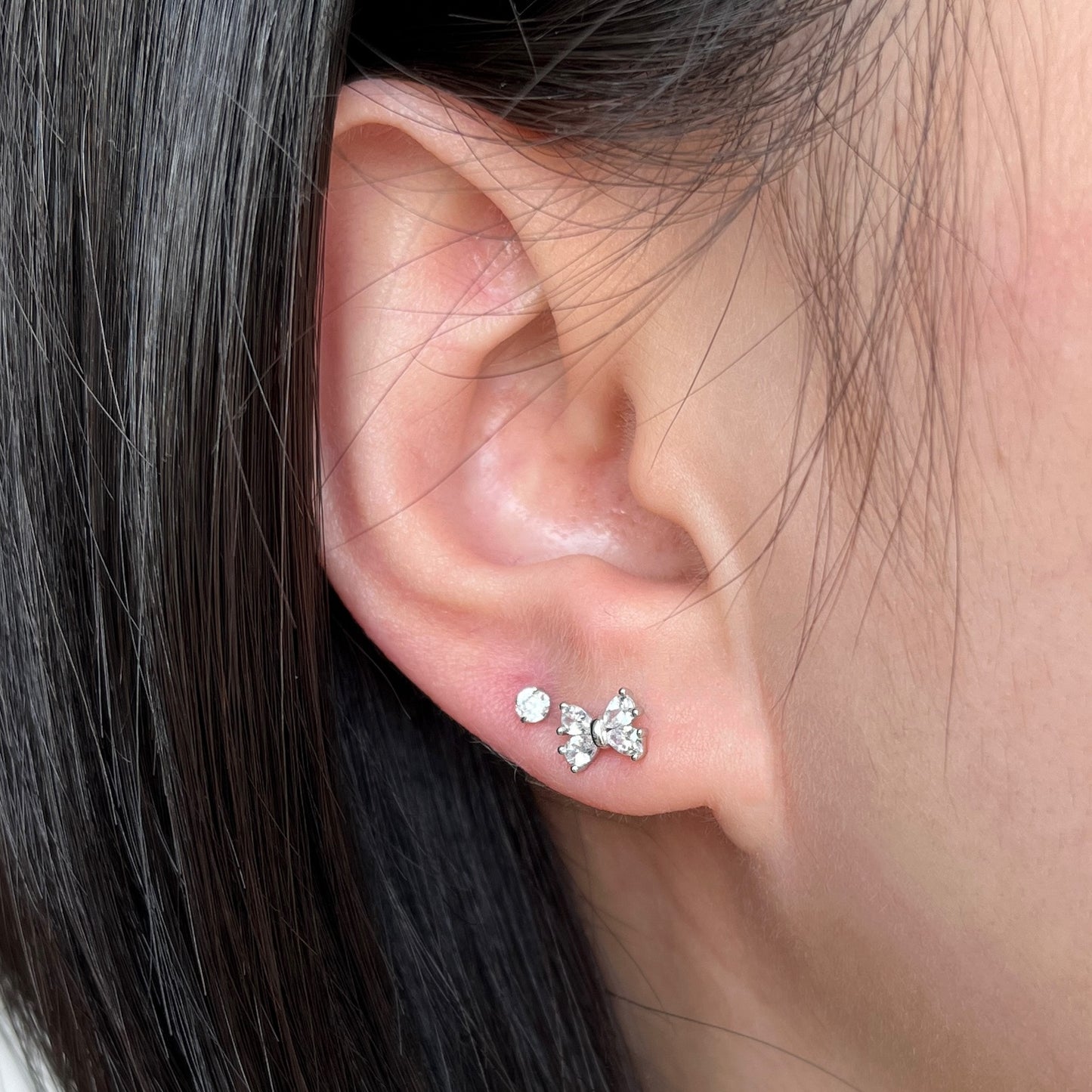 Bow CZ Diamond Stud Earrings