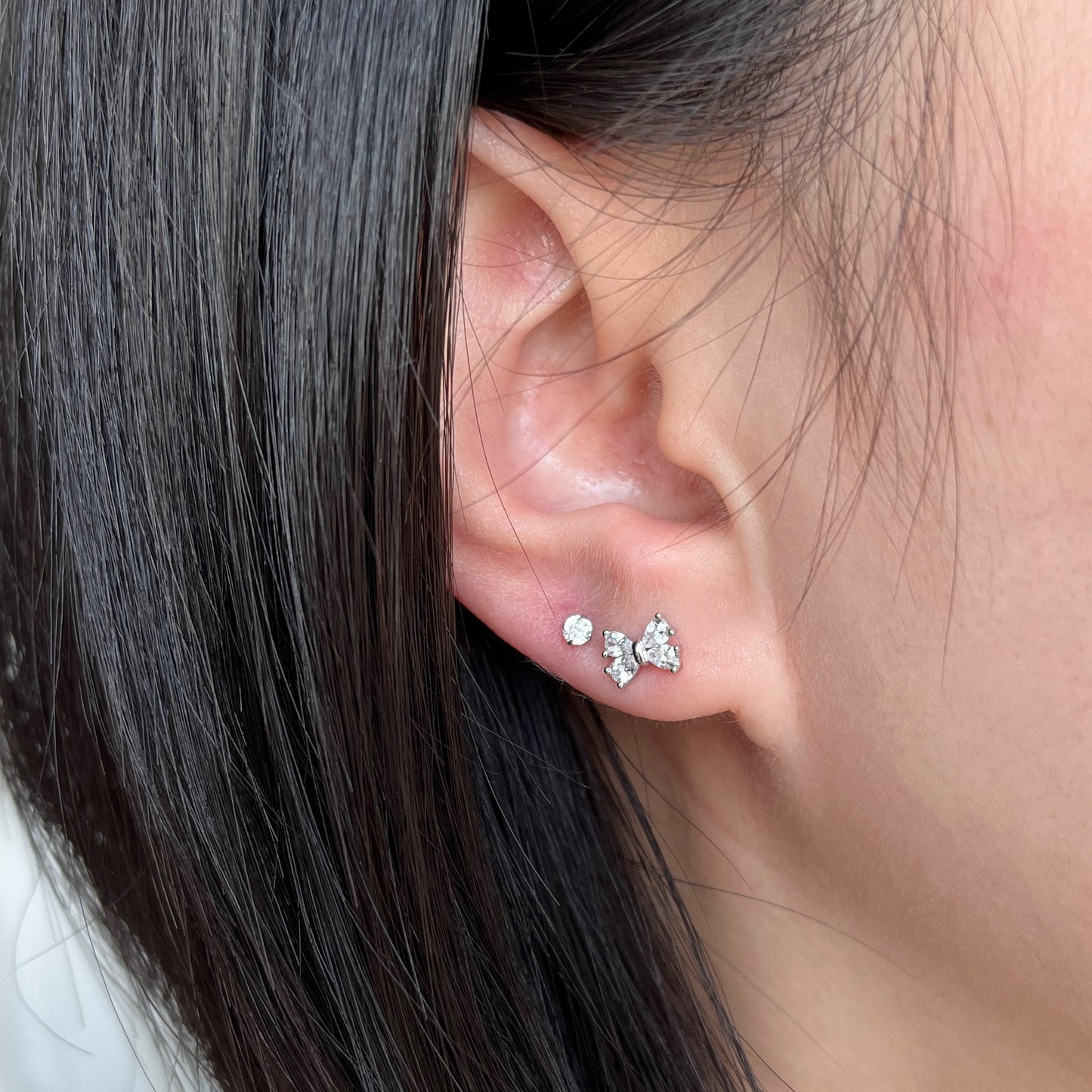 Bow CZ Diamond Stud Earrings