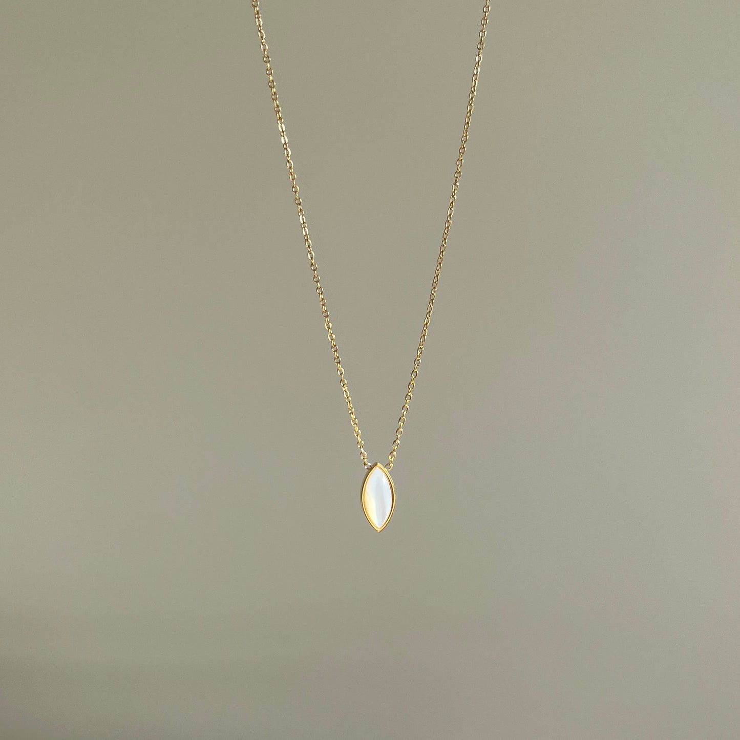 Marquise Mother of Pearl Pendant Necklace