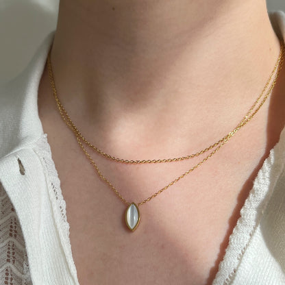 Marquise Mother of Pearl Pendant Necklace